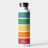 Kleurrijke Retrostripes - Regenboog - Script Name Waterfles (Links)