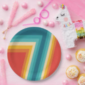 Kleurrijke Retrostrips -    70, 80-inch design Papieren Bordje (Feest)