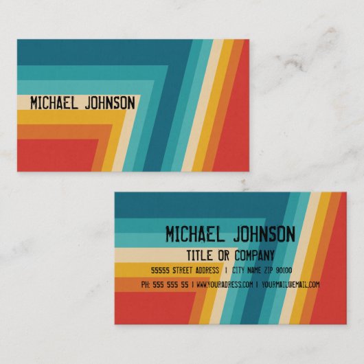 Kleurrijke Retrostrips -    70, 80-inch design Visitekaartje (Voorkant / Achterkant)