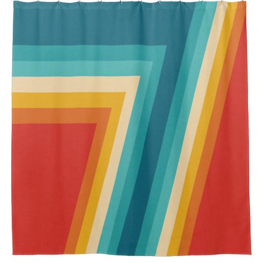 Kleurrijke Retrostrips - ontwerp van 70, 80 jaar Douchegordijn (Voorkant)