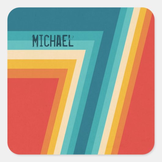 Kleurrijke Retrostrips - ontwerp van 70, 80 jaar Vierkante Sticker (Voorkant)