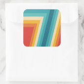 Kleurrijke Retrostrips - ontwerp van 70, 80 jaar Vierkante Sticker (Tas)