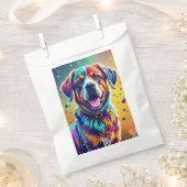 Kleurrijke reus blij speelse grappige hond, splash bedankzakje (Geknipt)