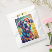 Kleurrijke reus blij speelse grappige hond, splash bedankzakje (Gezegeld)