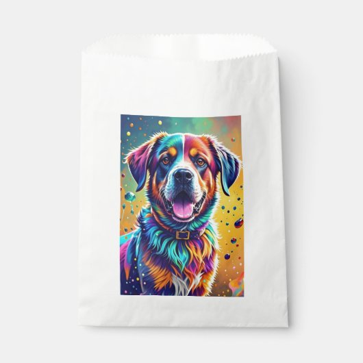 Kleurrijke reus blij speelse grappige hond, splash bedankzakje (Voorkant)