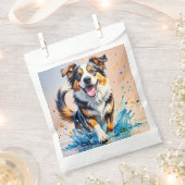 Kleurrijke reus blij speelse grappige hond, splash bedankzakje (Geknipt)