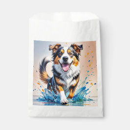 Kleurrijke reus blij speelse grappige hond, splash bedankzakje