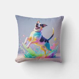 Kleurrijke reus blij speelse grappige hond, splash kussen