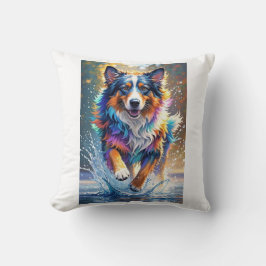 Kleurrijke reus blij speelse grappige hond, splash kussen