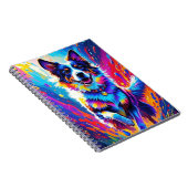 Kleurrijke reus blij speelse grappige hond, splash notitieboek (Rechterzijde)