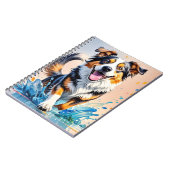 Kleurrijke reus blij speelse grappige hond, splash notitieboek (Linkerzijde)