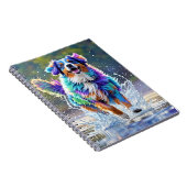 Kleurrijke reus blij speelse grappige hond, splash notitieboek (Rechterzijde)