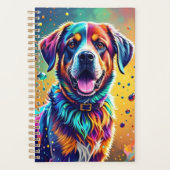 Kleurrijke reus blij speelse grappige hond, splash planner (Voorkant)