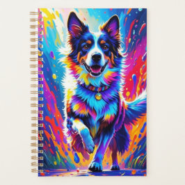 Kleurrijke reus blij speelse grappige hond, splash planner