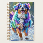 Kleurrijke reus blij speelse grappige hond, splash planner (Voorkant)
