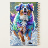 Kleurrijke reus blij speelse grappige hond, splash planner (Achterkant)