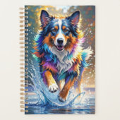 Kleurrijke reus blij speelse grappige hond, splash planner (Voorkant)