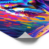 Kleurrijke reus blij speelse grappige hond, splash poster (Hoek)