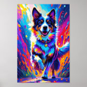 Kleurrijke reus blij speelse grappige hond, splash poster (Voorkant)