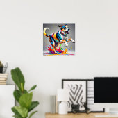 Kleurrijke reus blij speelse grappige hond, splash poster (Thuiskantoor)
