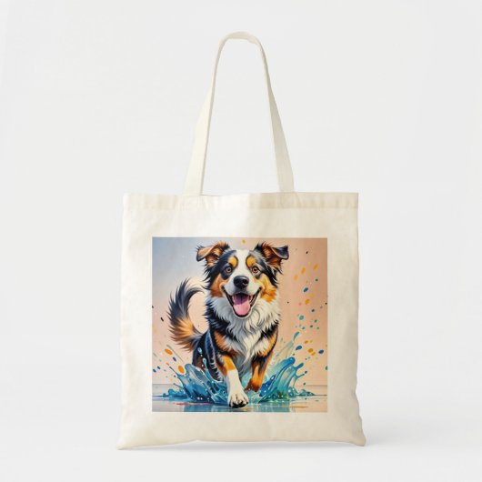 Kleurrijke reus blij speelse grappige hond, splash tote bag (Voorkant)