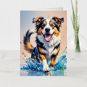 Kleurrijke reus gelukkige speelse grappige hond, s folie wenskaart