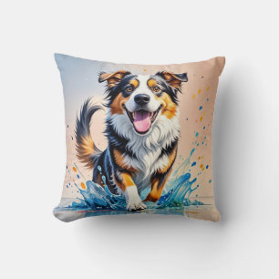 Kleurrijke reus gelukkige speelse grappige hond, s kussen