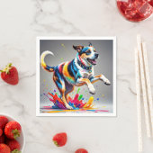 Kleurrijke reus gelukkige speelse grappige hond, servet (Insitu)