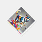 Kleurrijke reus gelukkige speelse grappige hond, servet (Hoek)