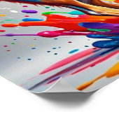 Kleurrijke reus vrolijke speelse grappige hond, poster (Hoek)