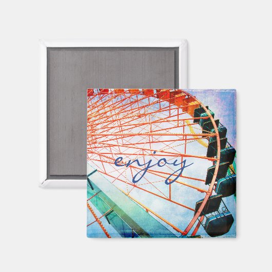 Kleurrijke reuzenrad carnaval genieten van scriptp magneet (Voorkant / Achterkant)