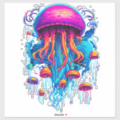 Kleurrijke Rhapsody: Kwallen in kosmische harmonie Sticker (Vel)