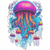 Kleurrijke Rhapsody: Kwallen in kosmische harmonie Sticker (Voorkant)