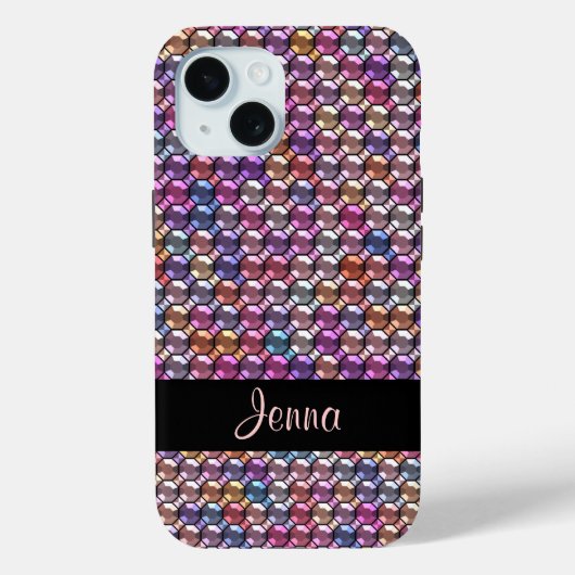 Kleurrijke Rhinestone met eigen naam Case-Mate iPhone Case (Achterkant)