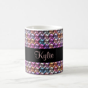 Kleurrijke Rhinestone met eigen naam Koffiemok