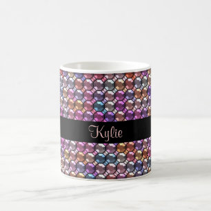 Kleurrijke Rhinestone met eigen naam Koffiemok