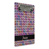 Kleurrijke Rhinestone met eigen naam Mini Klembord (Schuin)