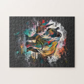 Kleurrijke Rhinoceros! | Zwart moeilijk Legpuzzel (Horizontaal)