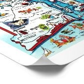 Kleurrijke Rhode Island kaart afdrukken Poster (Hoek)