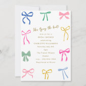 Kleurrijke Ribbon Bow Knot Script Vrijgezellenfees Kaart (Voorkant)