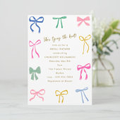 Kleurrijke Ribbon Bow Knot Script Vrijgezellenfees Kaart (Staand voorkant)