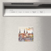 Kleurrijke Riga Letland Waterverf City Uitzicht Magneet (Insitu (Vaatwasser))