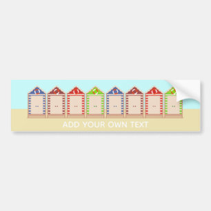 Kleurrijke rij Beach Huts Summer Custom Text Bumpersticker