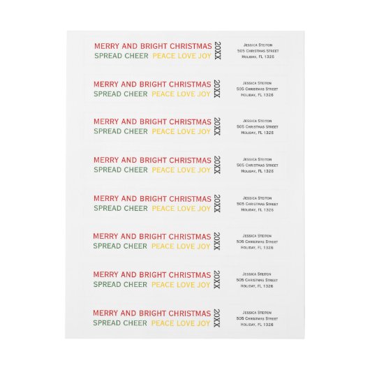 Kleurrijke rij kerstwensen minimaal (Vel)