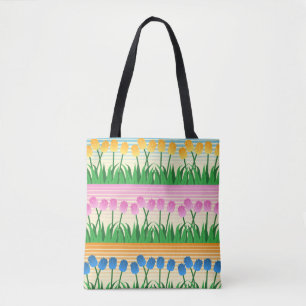 Kleurrijke Rijen Tulpen Tote Bag