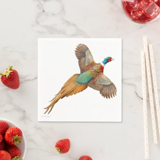 Kleurrijke ring nek fazant papier servetten (Insitu)