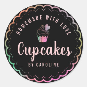 Kleurrijke ring zelfgemaakte cupcakes zelfgebakken ronde sticker