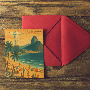 Kleurrijke Rio de Janeiro Brazilië Copacabana Beac Briefkaart