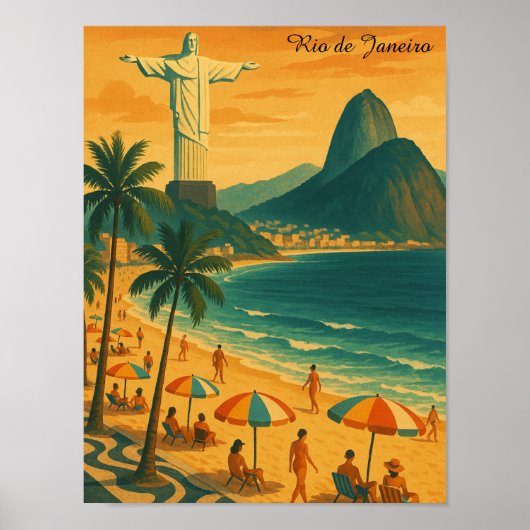Kleurrijke Rio de Janeiro Brazilië Copacabana Beac Poster (Voorkant)