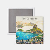 Kleurrijke Rio de Janeiro Brazilië Stadsschilderij Magneet (Voorkant / Achterkant)